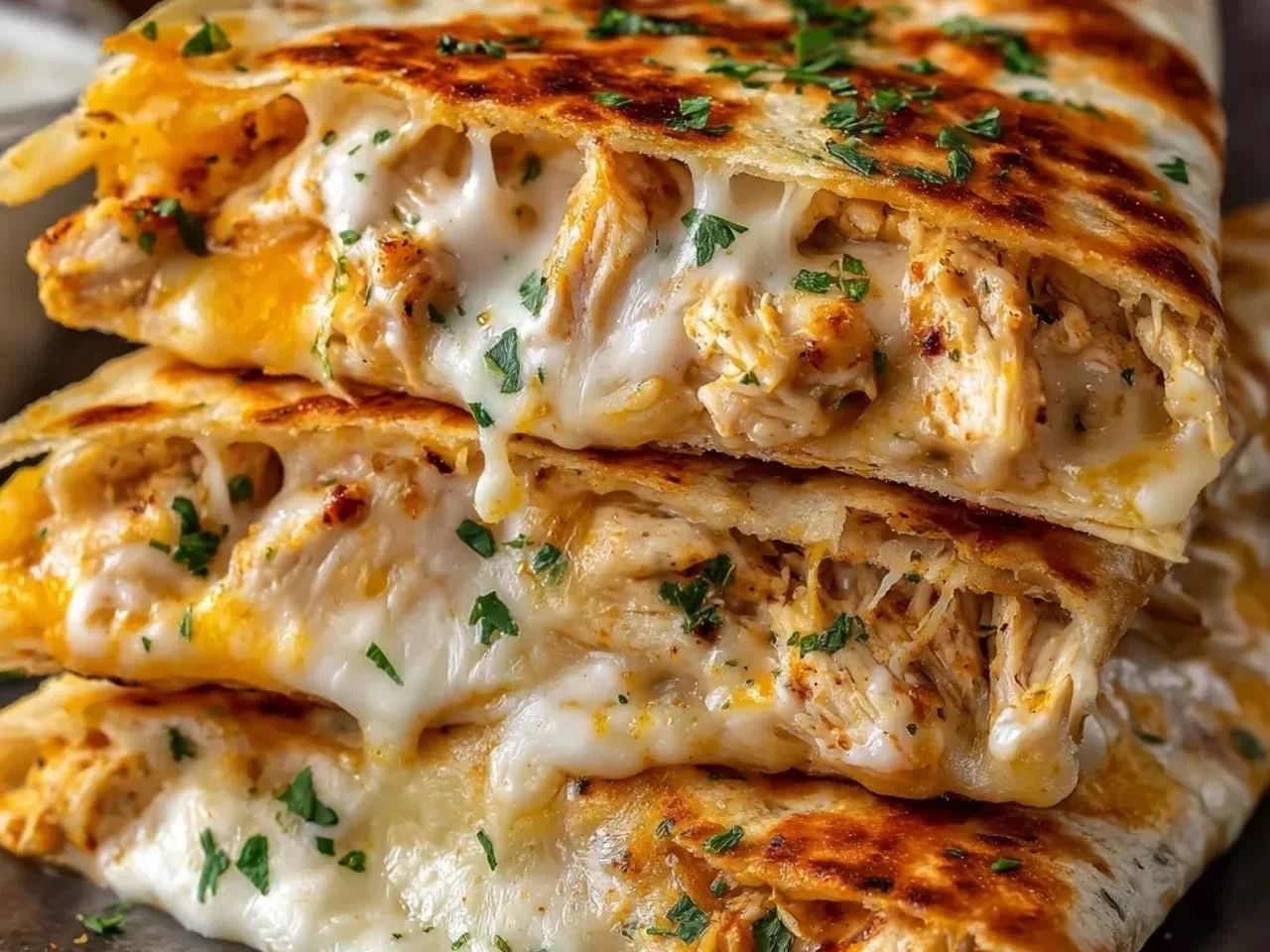 Cheesy Garlic Chicken Wraps
