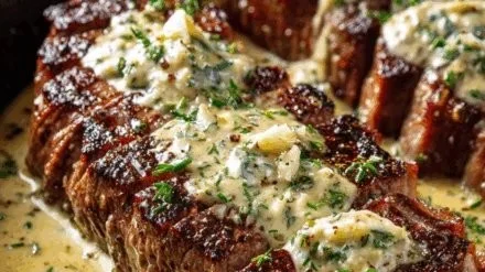 Garlic Butter Steak With Parmesan Cream Sauce