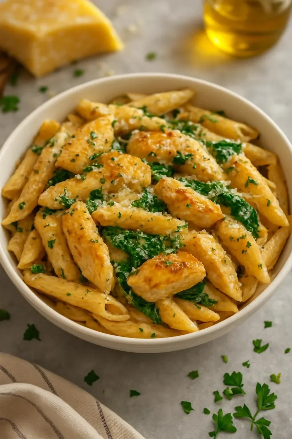 Healthy Garlic Parmesan Chicken Pasta