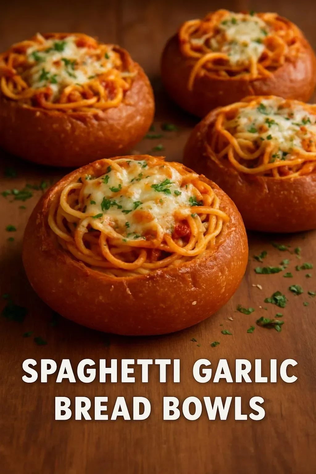 Spaghetti Garlic Bread Bowls